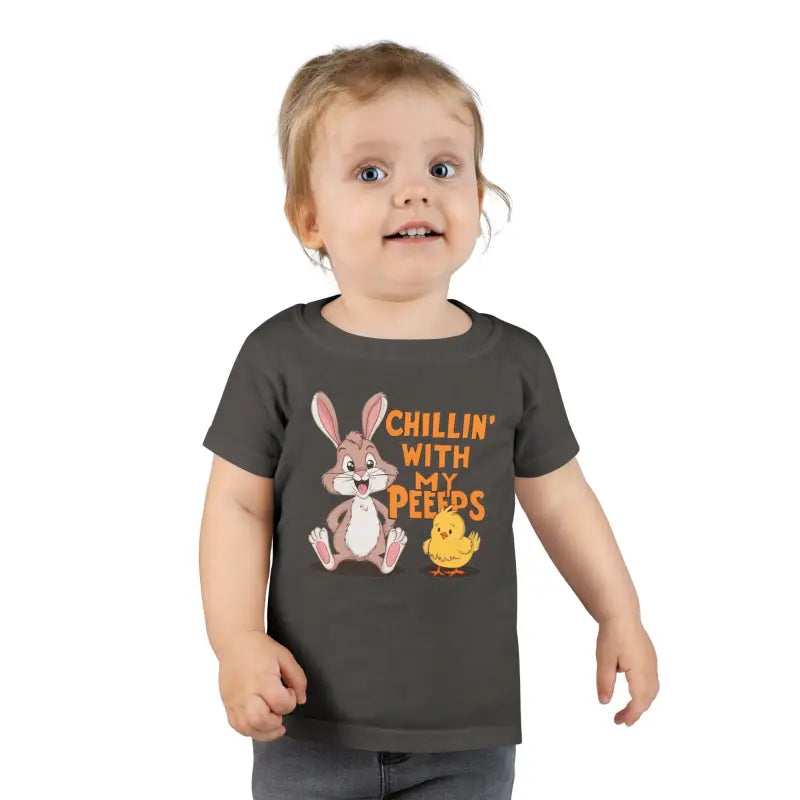 Chillin with my Peeps: Bunny & Chick Toddler Tee - Charcoal / 5t Kids Clothes