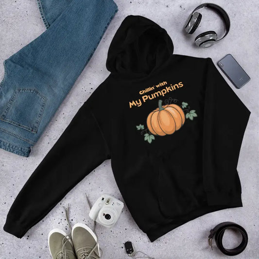 Cozy Up in Style with Chillin’ Pumpkins Unisex Hoodie - Black / s Hoodies