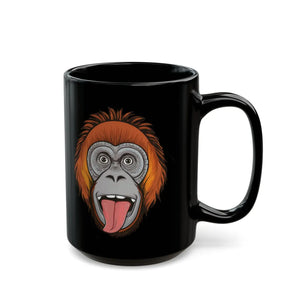 Quirky Chimpanzee Tongue Black Ceramic Mug - Dipaliz - Mugs