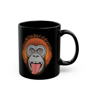 Quirky Chimpanzee Tongue Black Ceramic Mug - Dipaliz - Mugs