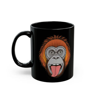 Quirky Chimpanzee Tongue Black Ceramic Mug - Dipaliz - Mugs