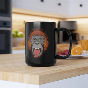 Quirky Chimpanzee Tongue Black Ceramic Mug - Dipaliz - Mugs