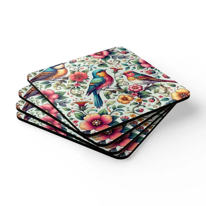 Chirp & Bloom Corkwood Coaster Set ?? Sip Laugh Impress at Home - Cork / 3.75’’ × / Square Decor