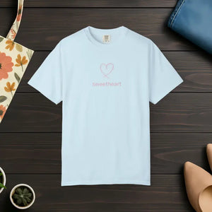 T-shirt - Heart Graphic Valentines Tee Choose Love Cotton Shirt - Dipaliz Chambray / s