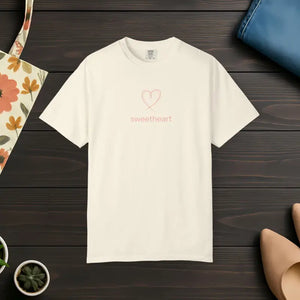 T-shirt - Heart Graphic Valentines Tee Choose Love Cotton Shirt - Dipaliz Ivory / l