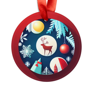 Acrylic Ornament – Reindeer Christmas Scene - Dipaliz - Holiday Ornaments