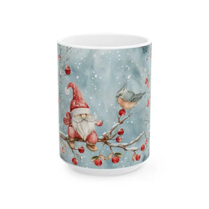 Robin Winter Mug - Festive Holiday Ceramic Coffee Cup - Dipaliz - 15oz - Mugs