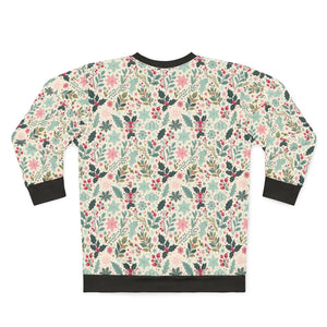 Cozy Festive Unisex Sweatshirt - All-over Christmas Holly - Dipaliz - Sweatshirts