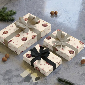 Christmas Ornament Gift Wrap Roll Retro Red Bauble Paper Dipaliz - Wrapping