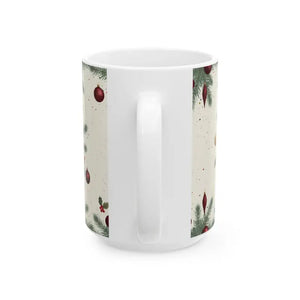 Christmas Ornament Wreath Ceramic Mug - Vintage Holiday Design - Dipaliz - Mugs
