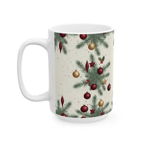 Christmas Ornament Wreath Ceramic Mug - Vintage Holiday Design - Dipaliz - Mugs