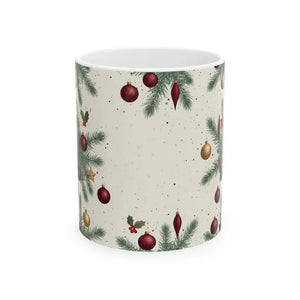 Christmas Ornament Wreath Ceramic Mug - Vintage Holiday Design - Dipaliz - Mugs
