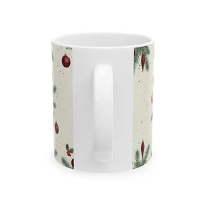 Christmas Ornament Wreath Ceramic Mug - Vintage Holiday Design - Dipaliz - Mugs