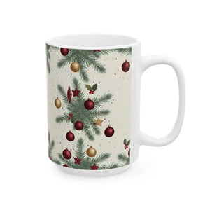 Christmas Ornament Wreath Ceramic Mug - Vintage Holiday Design - Dipaliz - Mugs