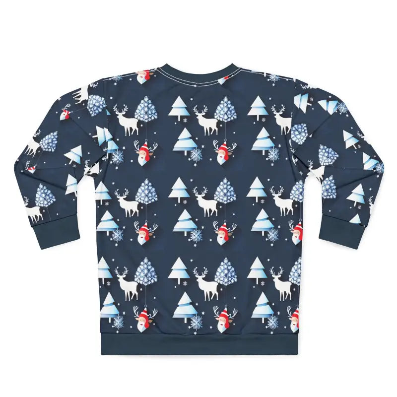 Festive Unisex Christmas Sweatshirt with Santa & Spruce Tree - All Over Prints