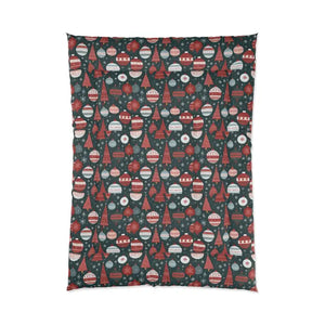 Christmas Comforter - Fluffy Holiday Ornaments Print - Dipaliz - 68’’ × 92’’ - Quilts & Comforters