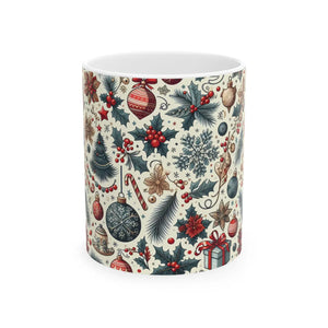 Vibrant Christmas Pattern Ceramic Mug - Festive Holiday - Dipaliz - Mugs