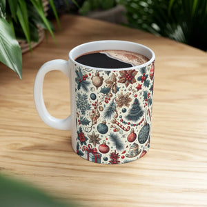 Vibrant Christmas Pattern Ceramic Mug - Festive Holiday - Dipaliz - Mugs