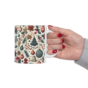 Vibrant Christmas Pattern Ceramic Mug - Festive Holiday - Dipaliz - Mugs