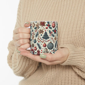Vibrant Christmas Pattern Ceramic Mug - Festive Holiday - Dipaliz - Mugs