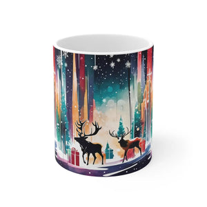 Festive Christmas Reindeer Mug - Ceramic 11oz Holiday - Dipaliz - Mugs