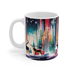 Festive Christmas Reindeer Mug - Ceramic 11oz Holiday - Dipaliz - Mugs