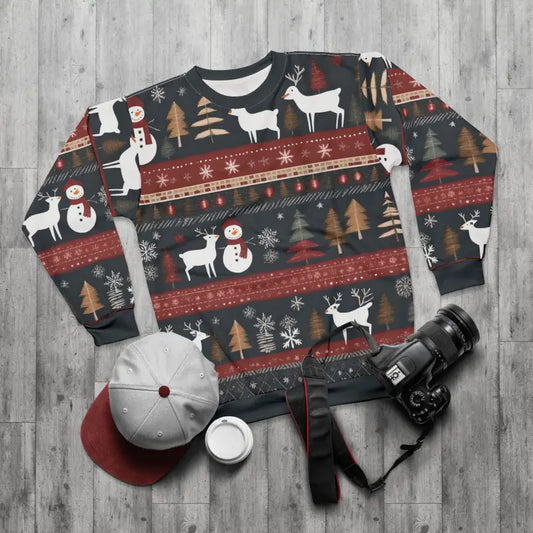 Festive Reindeer & Spruce Tree Unisex Sweatshirt - Xs All Over Prints