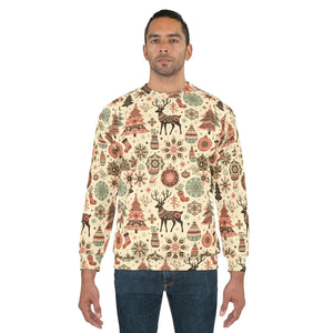 Cozy Unisex Christmas Sweatshirt - Reindeer All Over Print - Dipaliz - Sweatshirts