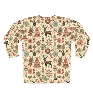 Cozy Unisex Christmas Sweatshirt - Reindeer All Over Print - Dipaliz - Sweatshirts