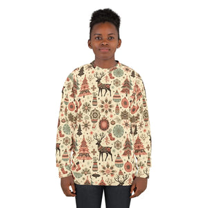 Cozy Unisex Christmas Sweatshirt - Reindeer All Over Print - Dipaliz - Sweatshirts