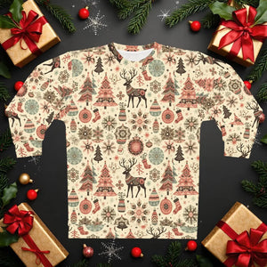 Cozy Unisex Christmas Sweatshirt - Reindeer All Over Print - Dipaliz - Sweatshirts