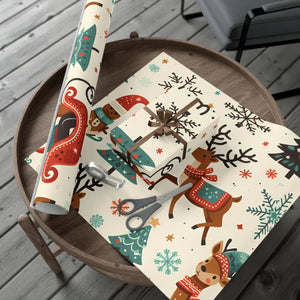 Vibrant Reindeer Gift Wrap - Christmas Matte Satin - Dipaliz - Wrapping Paper