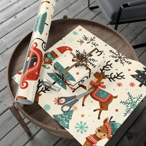 Vibrant Reindeer Gift Wrap - Christmas Matte Satin - Dipaliz - Wrapping Paper