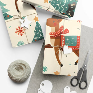Vibrant Reindeer Gift Wrap - Christmas Matte Satin - Dipaliz - Wrapping Paper