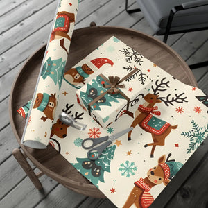 Vibrant Reindeer Gift Wrap - Christmas Matte Satin - Dipaliz - Wrapping Paper