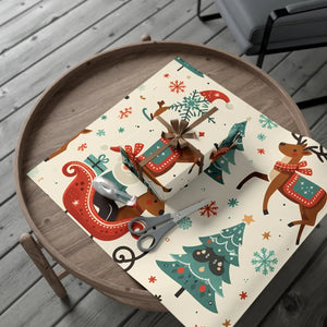 Vibrant Reindeer Gift Wrap - Christmas Matte Satin - Dipaliz - Wrapping Paper