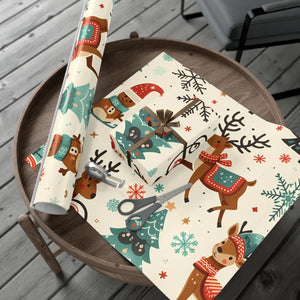 Vibrant Reindeer Gift Wrap - Christmas Matte Satin - Dipaliz - Wrapping Paper