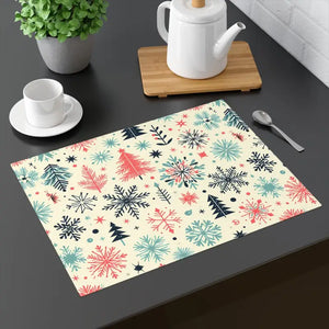 Enchanting Christmas Snowflakes Trees Cotton Placemats - Dipaliz - 18’’ × 14’’