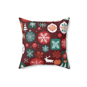 Polyester Square Pillow – Christmas Snowflakes - Dipaliz - Throw Pillows