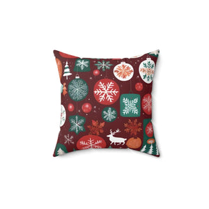 Polyester Square Pillow – Christmas Snowflakes - Dipaliz - Throw Pillows