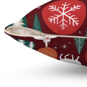 Polyester Square Pillow – Christmas Snowflakes - Dipaliz - Throw Pillows