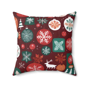 Polyester Square Pillow – Christmas Snowflakes - Dipaliz - Throw Pillows