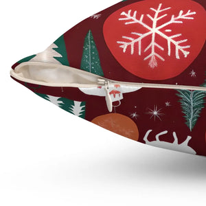 Polyester Square Pillow – Christmas Snowflakes - Dipaliz - Throw Pillows