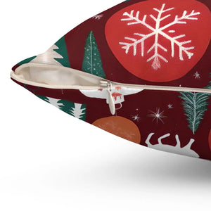 Polyester Square Pillow – Christmas Snowflakes - Dipaliz - Throw Pillows