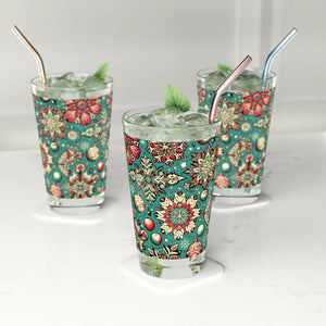 Festive Snowflakes Pint Glass - Christmas 16oz - Dipaliz - Beer Glasses