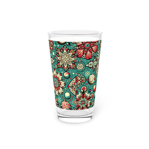 Festive Snowflakes Pint Glass - Christmas 16oz - Dipaliz - Beer Glasses