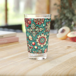 Festive Snowflakes Pint Glass - Christmas 16oz - Dipaliz - Beer Glasses