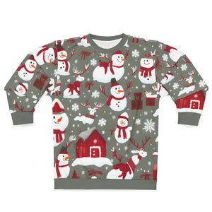 Christmas Snowman Unisex Sweatshirt Cut Aop - Dipaliz - Sweatshirts