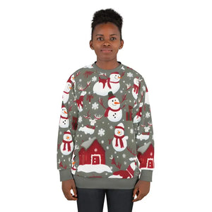 Christmas Snowman Unisex Sweatshirt Cut Aop - Dipaliz - Sweatshirts