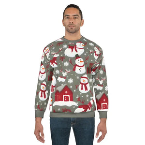 Christmas Snowman Unisex Sweatshirt Cut Aop - Dipaliz - Sweatshirts